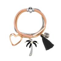 Fashion Zinc Alloy Bracelets, with ABS Plastic Pearl & Nylon & Glass, plated, for woman &  & enamel & faceted Approx 7.2 Inch 