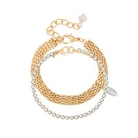 Zinc Alloy Rhinestone Bracelets, with 6cm extender chain, plated, 2 pieces & for woman & with rhinestone Approx 7.6 Inch, Approx 7.2 Inch 