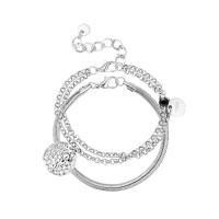 Zinc Alloy Rhinestone Bracelets, with 6cm extender chain, platinum color plated, 2 pieces & round link chain & herringbone chain & for woman & with rhinestone Approx 7.4 Inch, Approx 7.5 Inch 