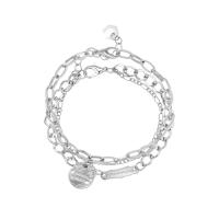 Fashion Zinc Alloy Bracelets, with 5.5cm extender chain, platinum color plated, 2 pieces & oval chain & rhombus chain & figaro chain & for woman Approx 6.8 Inch, Approx 7.8 Inch 