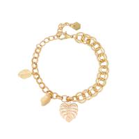 Fashion Zinc Alloy Bracelets, with 6cm extender chain, Leaf, gold color plated, double link chain & round link chain & for woman Approx 7.8 Inch 