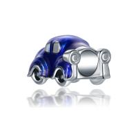 Enamel Zinc Alloy European Beads, Car, silver color plated, blue, 10-15mm Approx 4-4.5mm 