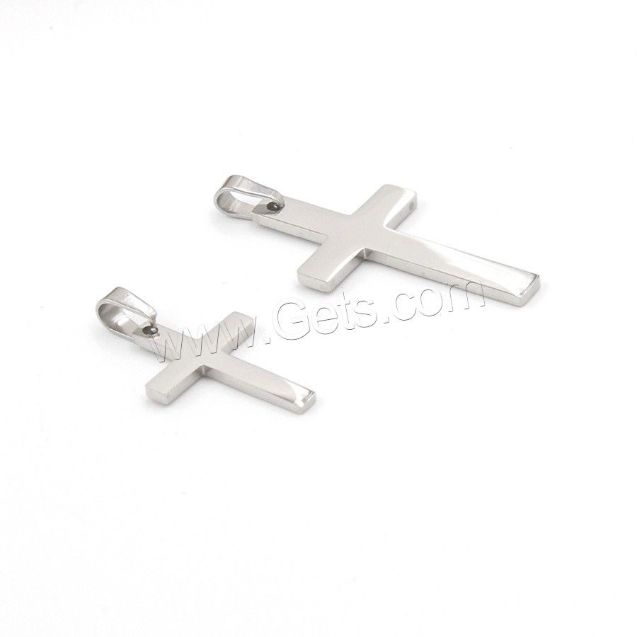 Stainless Steel Cross Pendants, polished, different size for choice, more colors for choice, Hole:Approx 1.5mm, 10PCs/Bag, Sold By Bag
