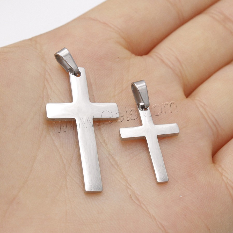 Stainless Steel Cross Pendants, polished, different size for choice, more colors for choice, Hole:Approx 1.5mm, 10PCs/Bag, Sold By Bag
