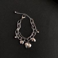 Fashion Zinc Alloy Bracelets, with 55mm extender chain, Heart, plated, Double Layer & for woman Approx 6.1 Inch 