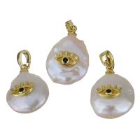 Cultured Freshwater Pearl Brass Pendant, with Freshwater Pearl, gold color plated, fashion jewelry, 13x17-20x6.5-7.5mm Approx 