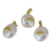 Cultured Freshwater Pearl Brass Pendant, with Freshwater Pearl, gold color plated, fashion jewelry, 12- 7-9mm Approx 