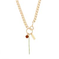 Messing Zirkonia Halskette, mit kubischer Zirkonia, mit Verlängerungskettchen von 425, goldfarben plattiert, Modeschmuck & Rundgliederkette & für Frau, 17x6mm, Länge:17 ZollInch, verkauft von Strang