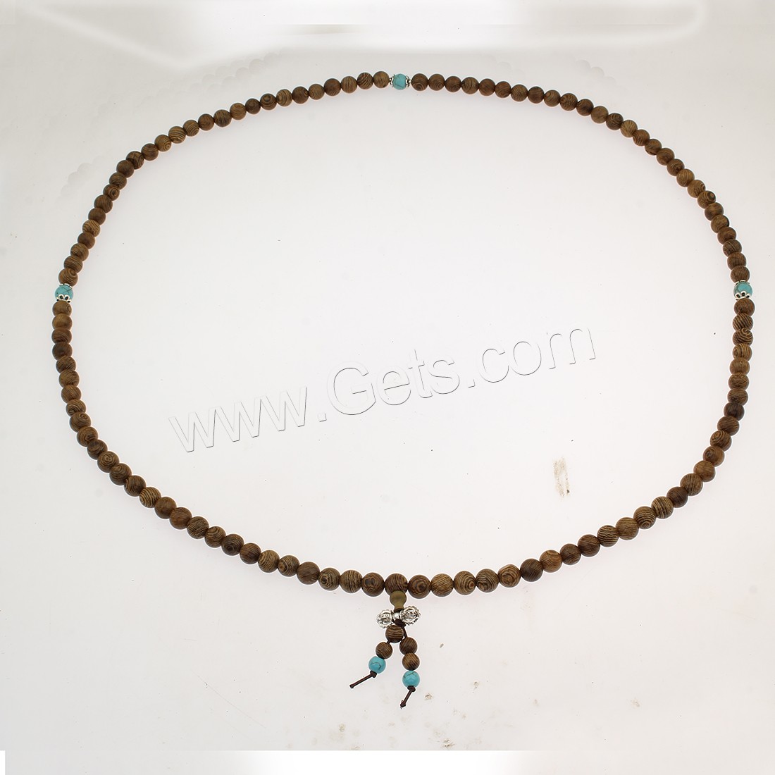 108 Mala Beads, Wenge, with Elastic Thread & Synthetic Turquoise & Zinc Alloy, antique silver color plated, Buddhist jewelry & different size for choice & 4-strand, 108PCs/Strand, Sold By Strand