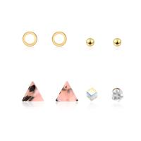 Zinc Alloy Rhinestone Stud Earring, with Resin, stainless steel post pin, gold color plated, 4 pieces & for woman & with rhinestone 