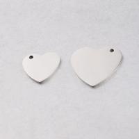 Colgantes del corazón de acero inoxidable, pulido, diverso tamaño para la opción, color original, agujero:aproximado 1.7,1.8mm, 10PCs/Bolsa, Vendido por Bolsa