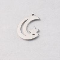 Stainless Steel Hollow Pendant, Moon and Star, polished, original color Approx 1.5mm 