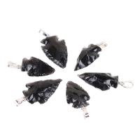 Schwarzer Obsidian Anhänger, mit Zinklegierung, poliert, Modeschmuck & DIY, schwarz, 25-40mm, verkauft von PC