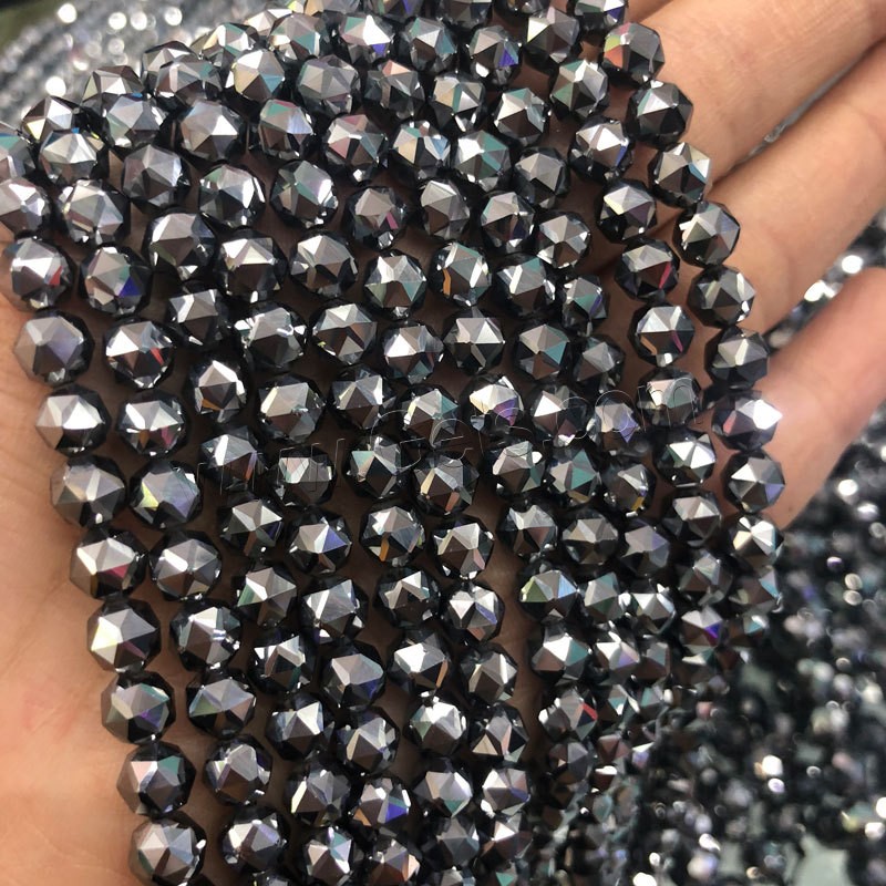 Terahertz-Stein Perle, rund, poliert, DIY & verschiedene Größen vorhanden & facettierte, Silberfarbe, Länge:ca. 15 ZollInch, verkauft von Strang