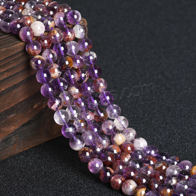 Lila+Phantom+Quarz Perle, rund, poliert, DIY & verschiedene Größen vorhanden, violett, Länge:ca. 15 ZollInch, verkauft von Strang