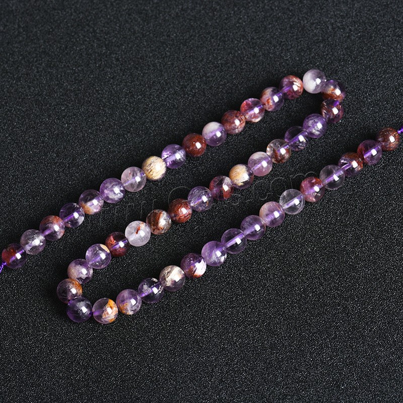 Lila+Phantom+Quarz Perle, rund, poliert, DIY & verschiedene Größen vorhanden, violett, Länge:ca. 15 ZollInch, verkauft von Strang