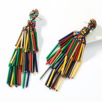 Zinc Alloy Tassel Earring, with Seedbead & Glass, plated, fashion jewelry & for woman 
