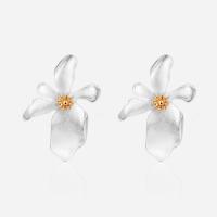 Zinc Alloy Stud Earring, stainless steel post pin, Flower, silver color plated, Earring Beads & for woman, 15*20mm 