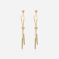 Brass Drop Earring, stainless steel post pin, gold color plated, fashion jewelry & for woman, 8*37mm 