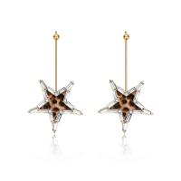 Zinc Alloy Drop Earring, with Brass, stainless steel post pin, Star, gold color plated, fashion jewelry & for woman, 43*79mm 