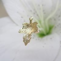 Brass Leaf Pendants, Maple Leaf, high quality gold color plated, fashion jewelry & DIY 