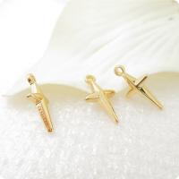 Латунь крест подвески, Kресты, плакирован золотом, ювелирные изделия моды & DIY продается PC