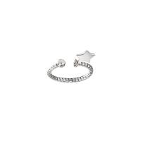 925 Sterling Silver Cuff Finger Ring, Star, antique silver color plated, fashion jewelry & for woman, 2mm, US Ring .5 