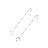 Sterling Silver Thread Through Earrings, 925 Sterling Silver, rose gold color plated, fashion jewelry & for woman 65mm 