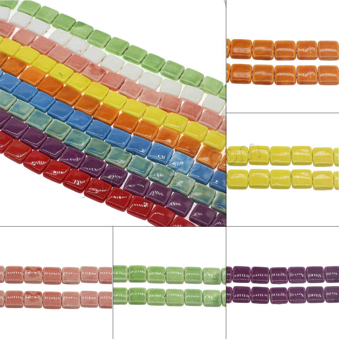 Покрытие Фарфор бисера, фарфор, Squaredelle, разный размер для выбора, Много цветов для выбора, отверстие:Приблизительно 2.4mm, Приблизительно 200ПК/сумка, продается сумка