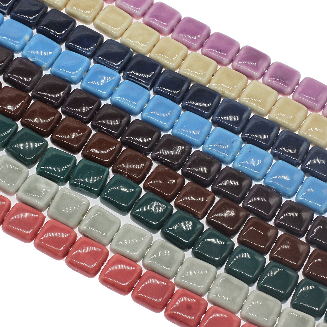 Покрытие Фарфор бисера, фарфор, Squaredelle, разный размер для выбора, Много цветов для выбора, отверстие:Приблизительно 2.2mm, Приблизительно 200ПК/сумка, продается сумка