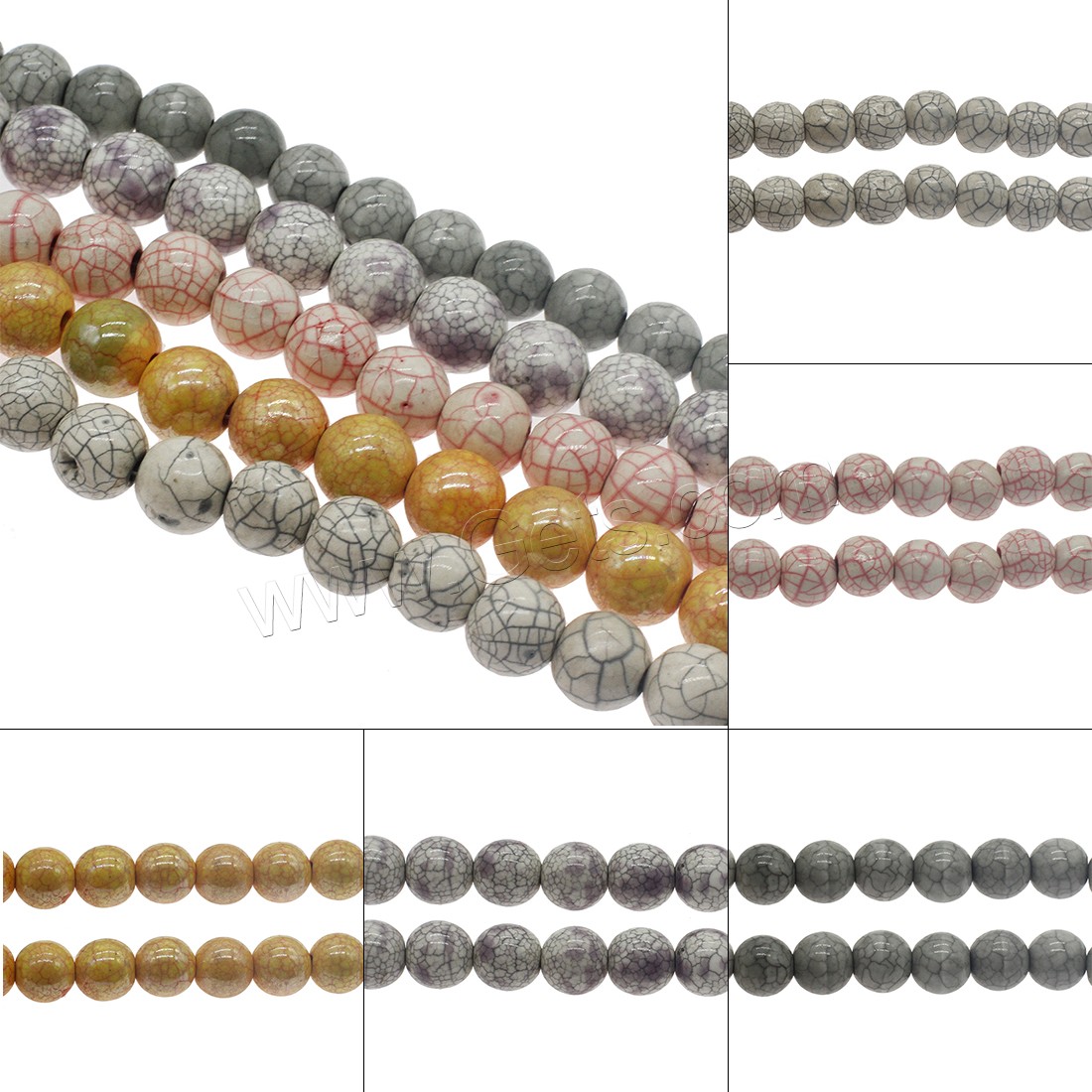 Porcelain Bead, Round, different size for choice, more colors for choice, Hole:Approx 3mm, Approx 200PCs/Bag, Sold By Bag