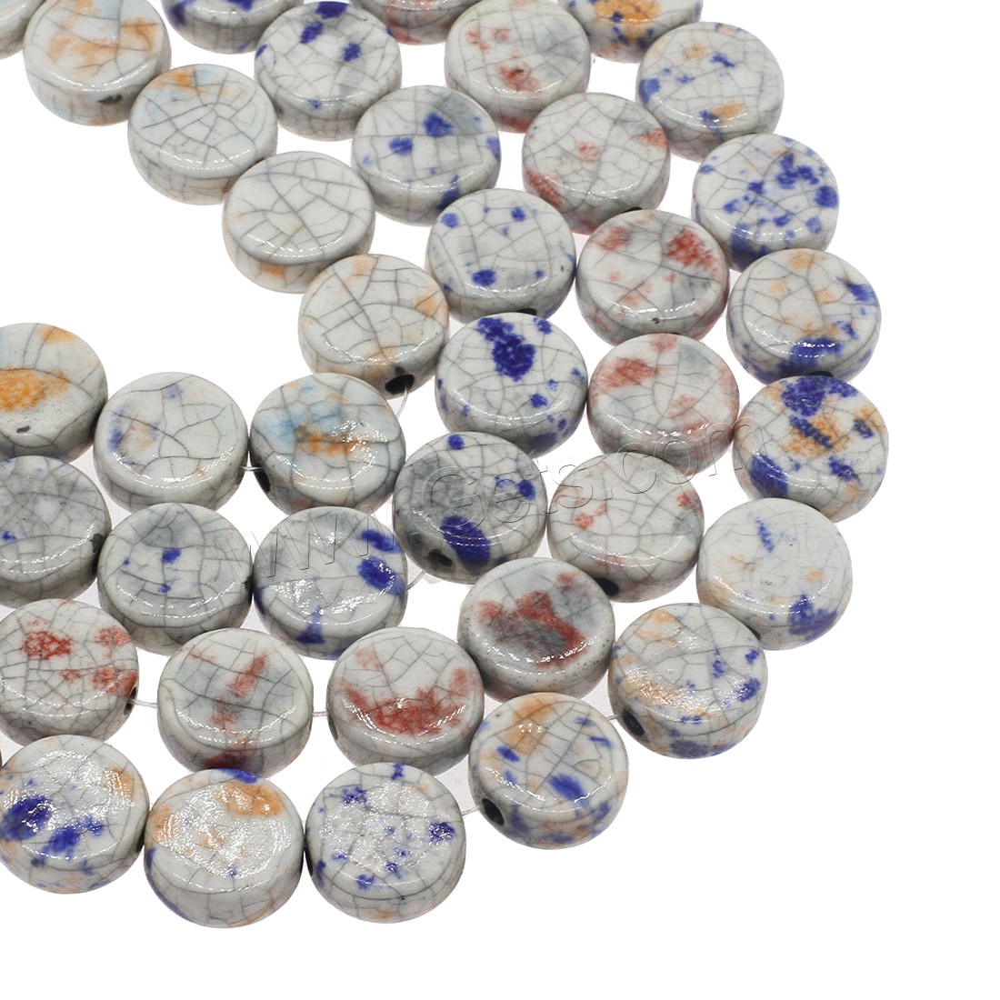 Plating Porzellan Bead, flache Runde, verschiedene Größen vorhanden, keine, Bohrung:ca. 3mm, ca. 200PCs/Tasche, verkauft von Tasche