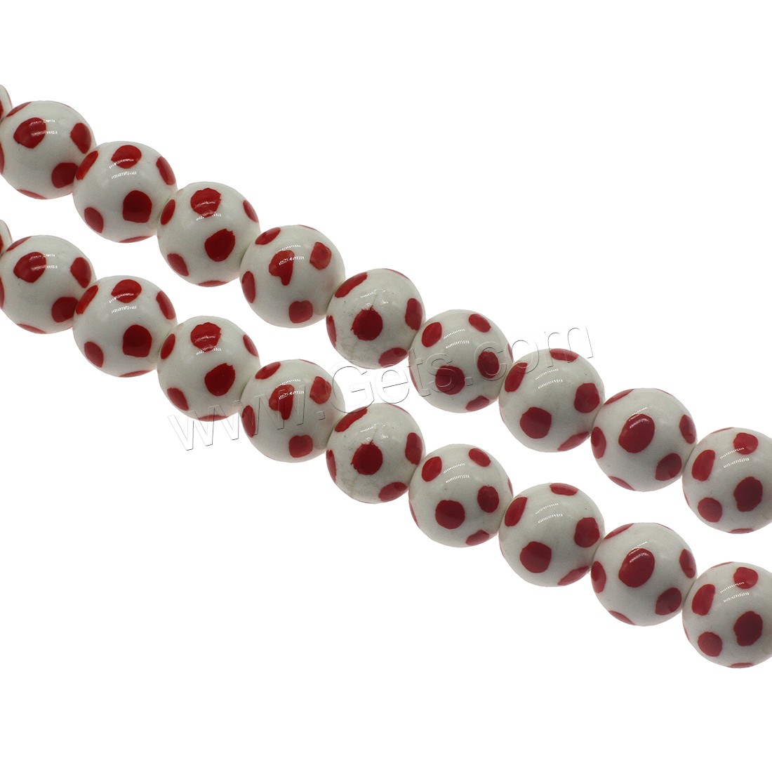 Plating Porzellan Bead, rund, verschiedene Größen vorhanden, rot, Bohrung:ca. 2.5mm, ca. 200PCs/Tasche, verkauft von Tasche