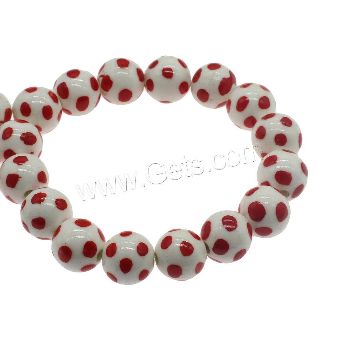 Plating Porzellan Bead, rund, verschiedene Größen vorhanden, rot, Bohrung:ca. 2.5mm, ca. 200PCs/Tasche, verkauft von Tasche