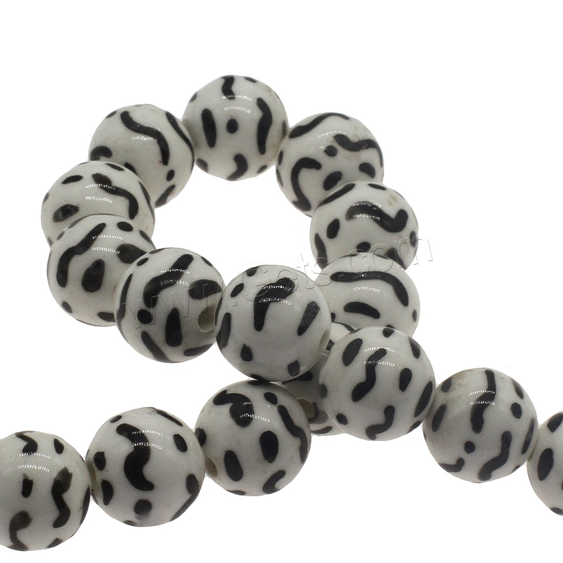 Revestimiento Porcelana bolas, Esférico, diverso tamaño para la opción, en blanco y negro, agujero:aproximado 2.6mm, aproximado 200PCs/Bolsa, Vendido por Bolsa