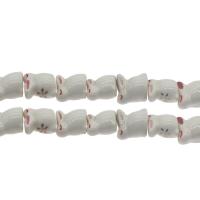 Tierische Porzellan Perlen, Hase, weiß, 16*16mm, Bohrung:ca. 2.9mm, ca. 200PCs/Tasche, verkauft von Tasche