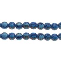 Revestimiento Porcelana bolas, Esférico, azul, 12mm, agujero:aproximado 2.9mm, aproximado 200PCs/Bolsa, Vendido por Bolsa