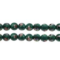 Placage Perle Porcelaine, Rond, vert, 12mm Environ 2.9mm, Environ Vendu par sac