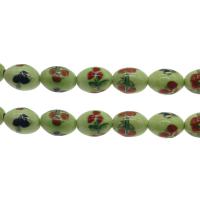 Revestimiento Porcelana bolas, verde, 14*10mm, agujero:aproximado 2mm, aproximado 200PCs/Bolsa, Vendido por Bolsa