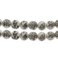 Placage Perle Porcelaine, Rond, grand trou, blanc et noir, 14mm Environ 3.5mm, Environ Vendu par sac