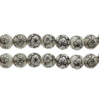 Placage Perle Porcelaine, Rond, grand trou, blanc et noir, 16mm Environ 3.5mm, Environ Vendu par sac