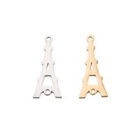 Stainless Steel Charm Connector, Eiffel Tower, polished, 1/1 loop & hollow Approx 1.7mm 