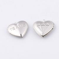 Stainless Steel Locket Pendant , Heart, polished, original color Approx 2mm 