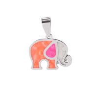 Stainless Steel Animal Pendants, Elephant, enamel, multi-colored 