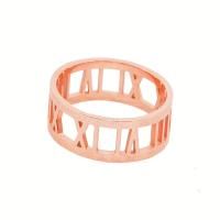 Titanium Steel Finger Ring, rose gold color plated & for woman & hollow 
