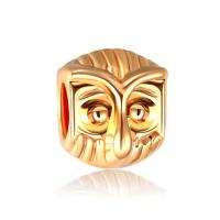 Zinc Alloy European Beads, Owl, gold color plated, 10-15mm Approx 4-4.5mm 
