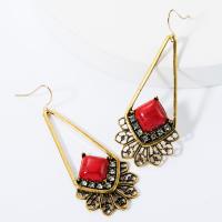 Turquoise Zinc Alloy Earring, with turquoise, plated, fashion jewelry & for woman & with rhinestone 