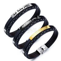 PU Leather Bracelet, with Stainless Steel, plated, fashion jewelry & for man 10mm Approx 8.26 Inch 