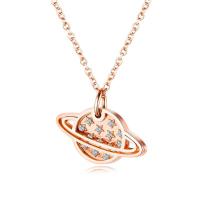 Cubic Zirconia Stainless Steel Necklace, with Cubic Zirconia, plated, fashion jewelry & for woman, rose gold color 
