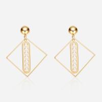 Eisen Ohrhänger, mit Kunststoff Perlen, Edelstahl Stecker, goldfarben plattiert, Modeschmuck & für Frau, 52*71mm, verkauft von Paar
